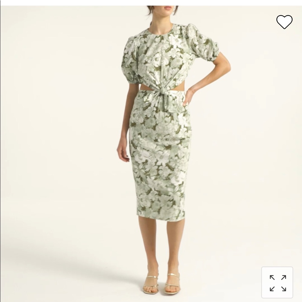 Organic cotton JCrew Liberty Cut Out Dress Green and White
